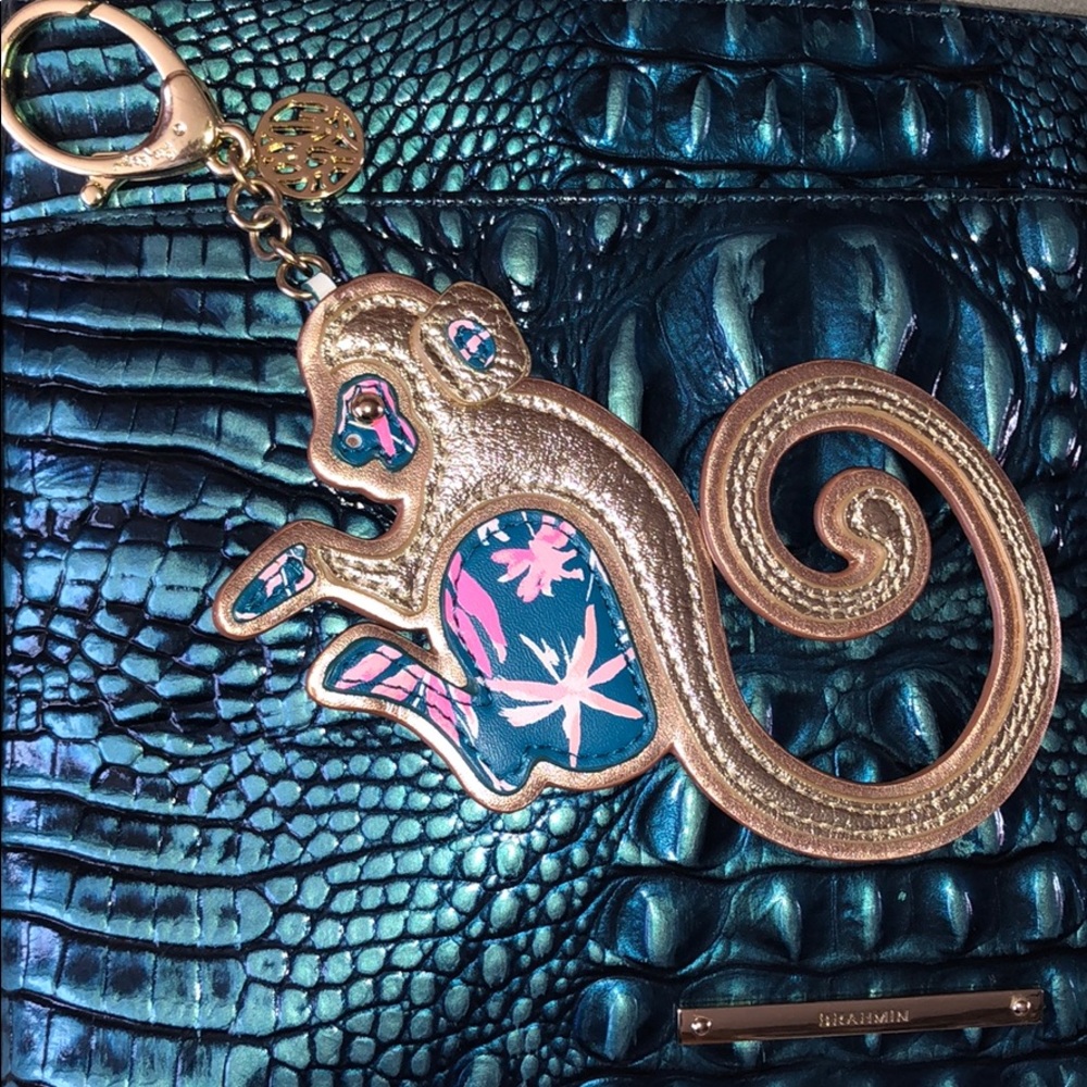 Lilly Pulitzer gold monkey leather Keychain - Picture 2 of 7
